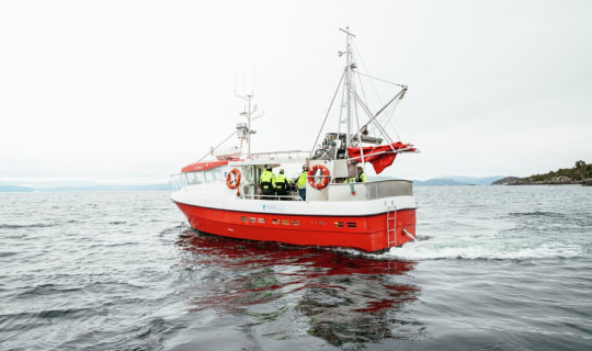 Bilde av en fiskebåt på vei ut mot havet